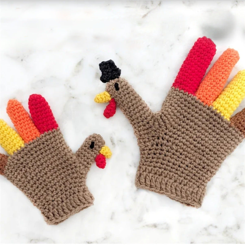 Wholesale Hand-knitted Thanksgiving Turkey Mittens